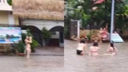 比基尼美女洪水中嬉戏，网友：真的不要命了！-1.jpeg