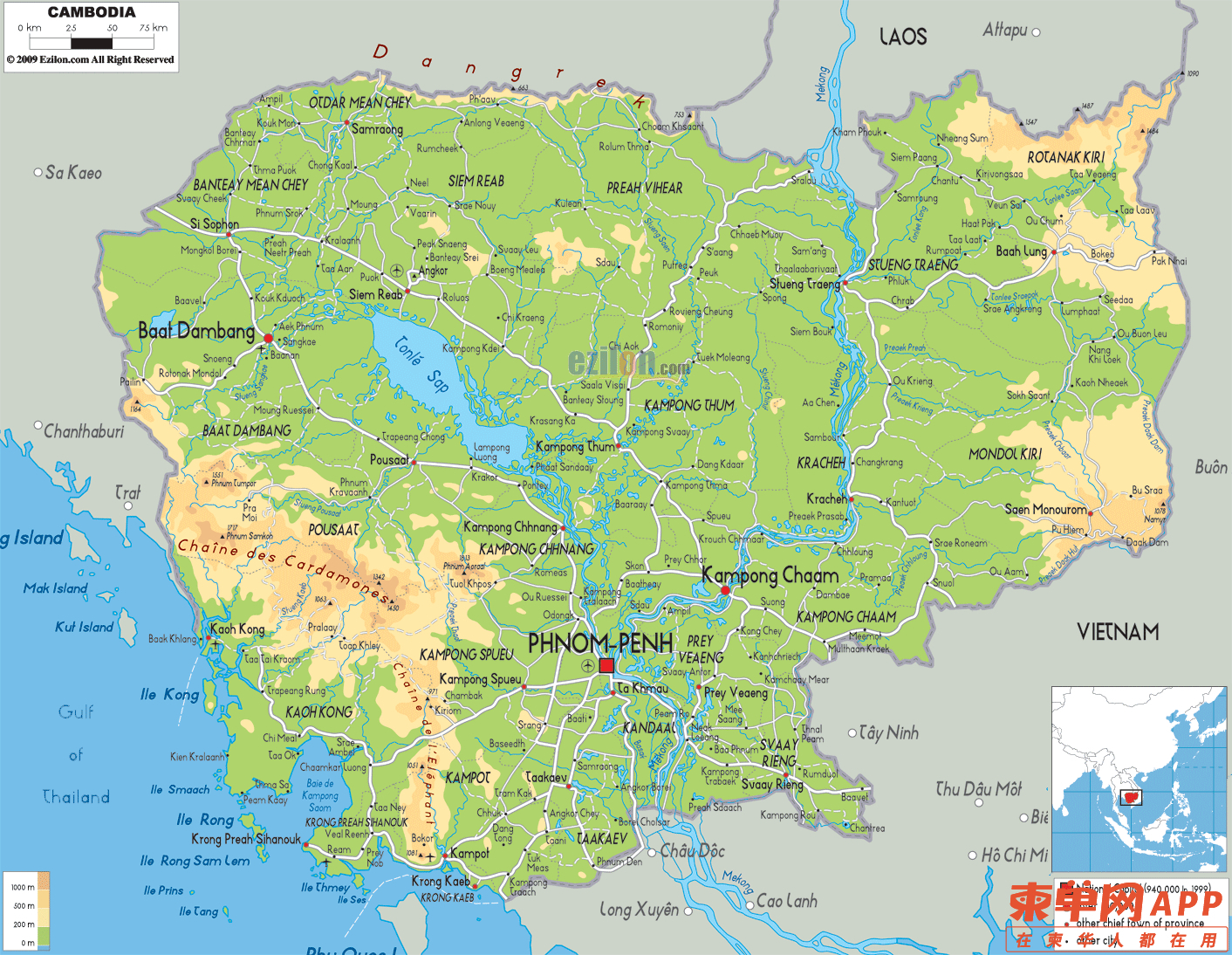 柬埔寨省份地图图片